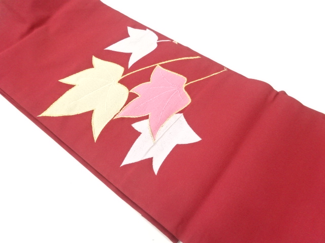 JAPANESE KIMONO / ANTIQUE NAGOYA OBI / WOVEN LEAF